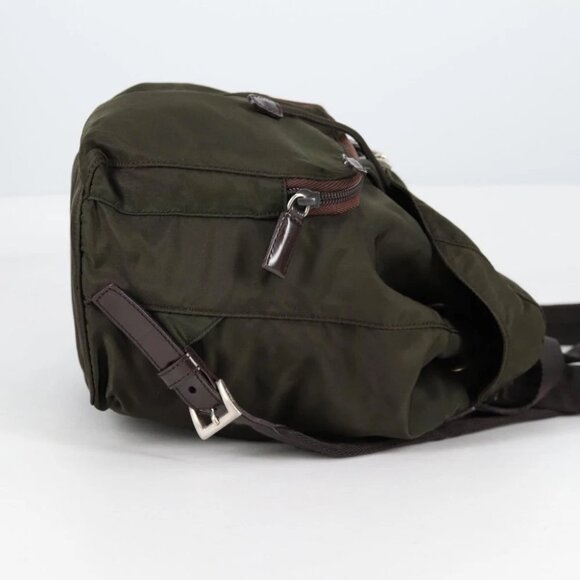 PRADA Backpack Nylon Khaki Silver Auth th6297 - Picture 6 of 15
